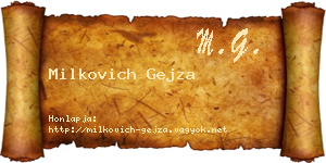 Milkovich Gejza névjegykártya